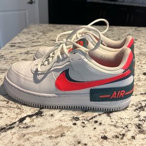 Women’s Air Force 1 shadow “white and solar red” women’s size 8.5